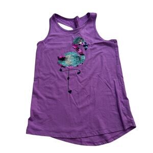 Cat & Jack Girls Purple Sequin Flamingo Tank Top